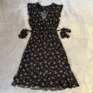 Ditsy Floral Midi Dress XS Prairie Boho Suzy Shier Cottagecore Dark Romantic